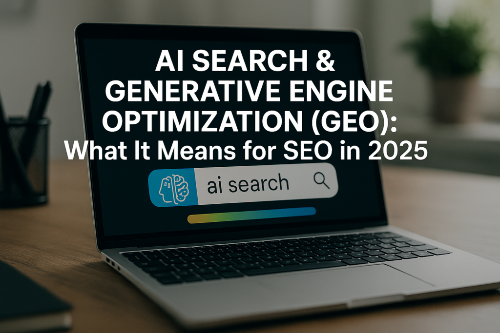 Create an ultra realistic featured image for Digital Marketing firm website article "AI Search & Generative Engine Optimization (GEO): What It Means for SEO in 2025"